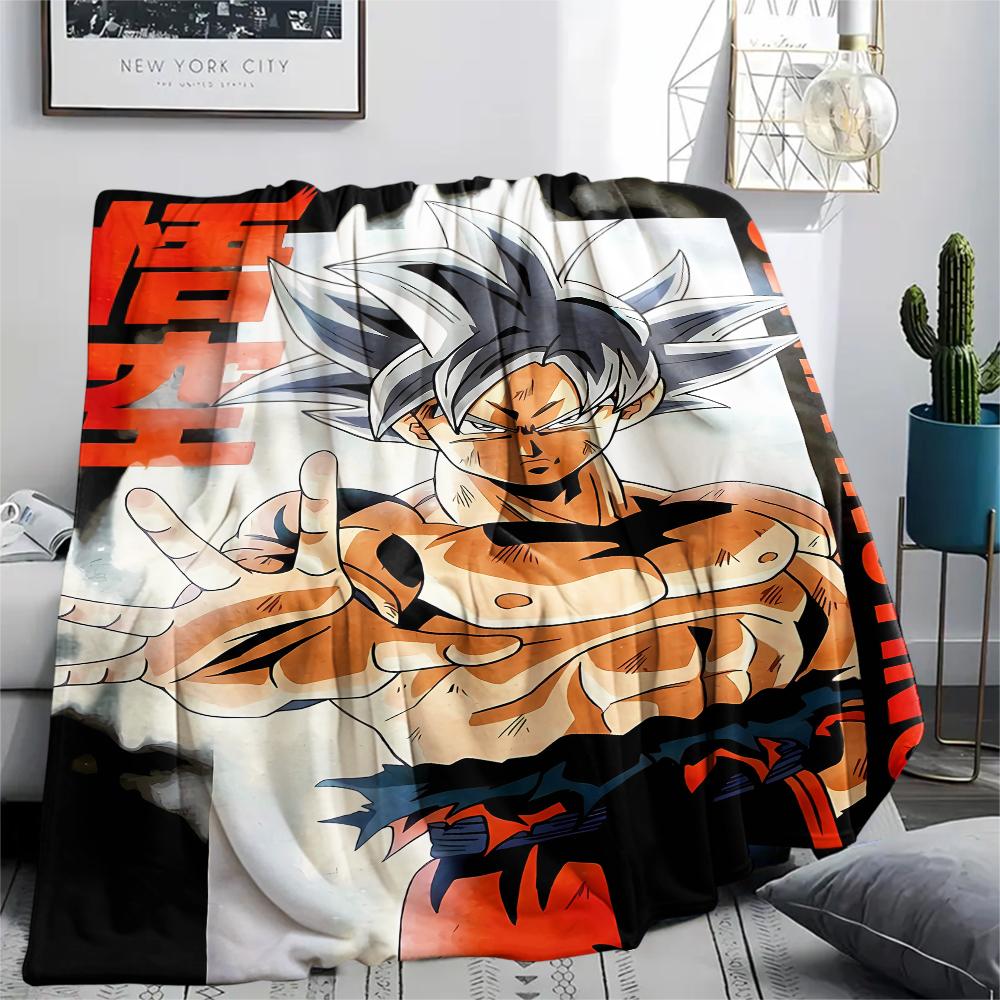 Flanelová deka s potiskem postav z Dragon Ball, Vysoce kvalitní, Pohodlná pro všechna roční období, Domácí dekorace, Teplo a pohodlí, Perfektní jako vánoční dárky