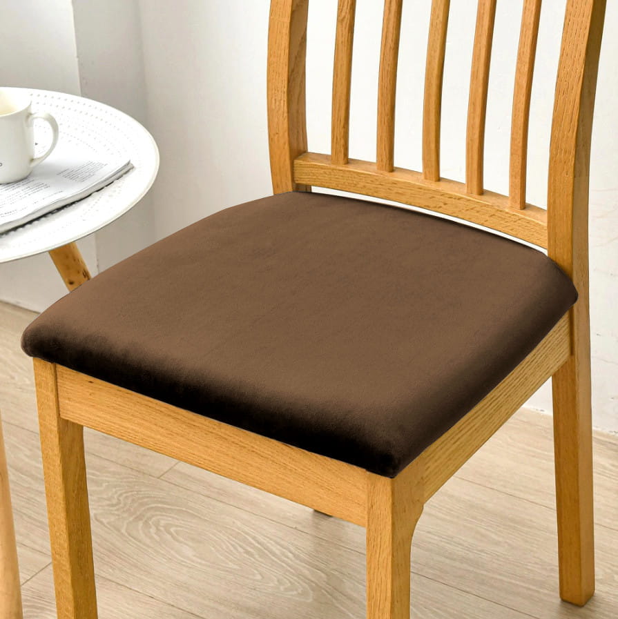 Seat Cover 40x40cm Cocoa Brown Elastic Velvet [26L2]