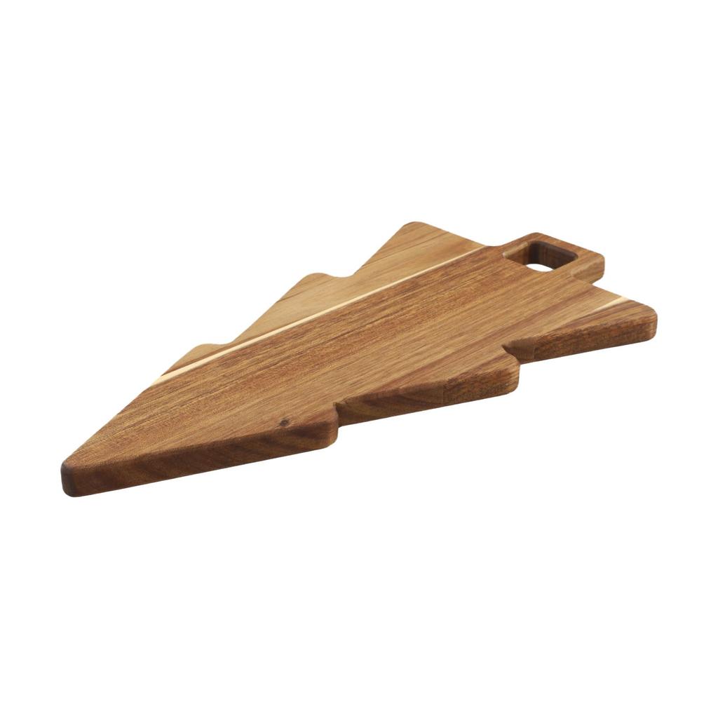 Acacia Wood Kitchen Cutting Board Double Sided with Holiday Tree Shape for Pizza Fruit and Multi Use Food Preparation
