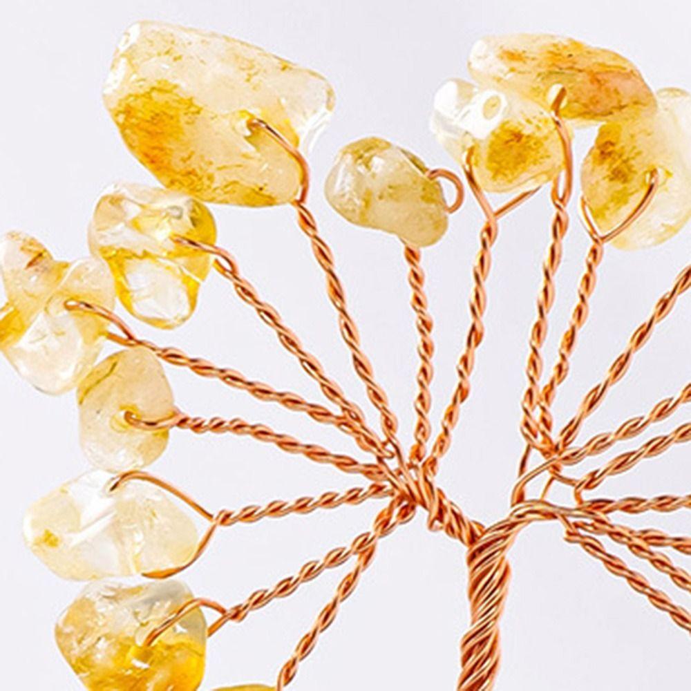 Copper Wire Crystal Wishing Tree Positive Energy Fortune Tree Figurine Mini Crystal Trees  Desk
