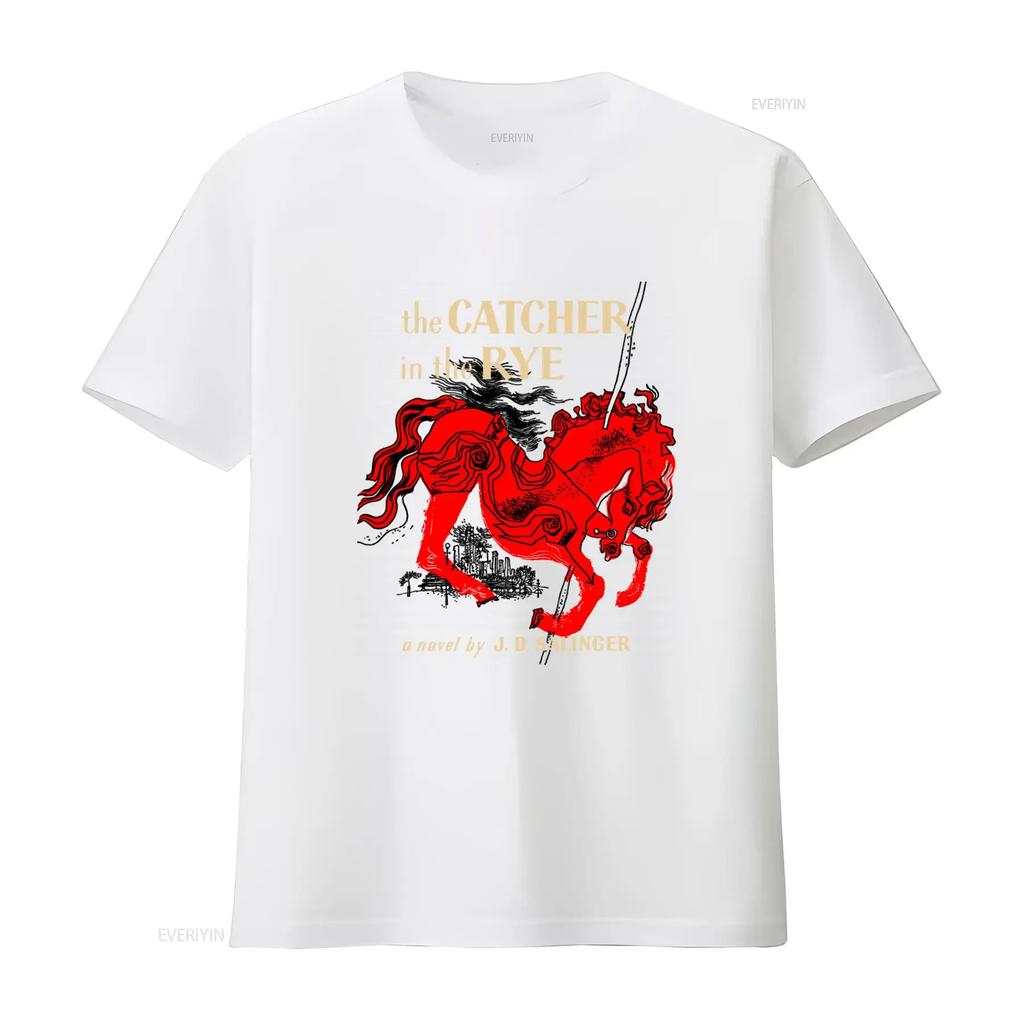 The Catcher in Rye by J D Salinger Men's T shirt Classic Novel Design High Quality Print Comfortable Fit vintage Washed graphic