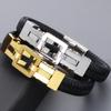 Handmade Braided Leather Wrap Man Bracelet Gold Color Stainless Steel Men's Bracelets with Magnet Clasp Birthday Party Gifts