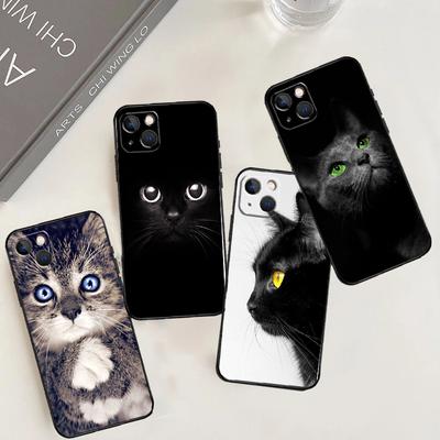 Black Cat Staring Eyes Phone Case For iPhone 17 Pro Max 16 15 14 13 12 11 Pro Max Plus 12 13 Mini 16e 17 Air Cover