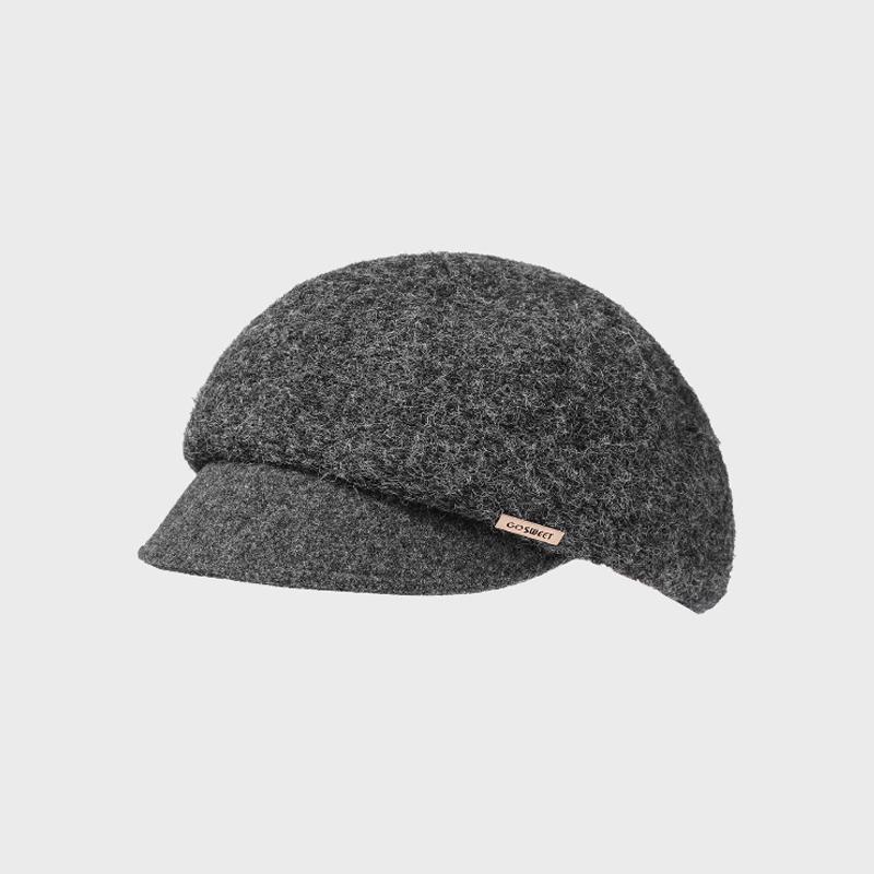 Women's Thick Wool Knitted Beret Autumn Winter Solid Color Stitching Cap