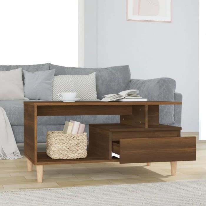 819619 vidaXL Table basse Chêne marron 90x49x45 cm Bois d'ingénierie