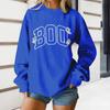 Women's Round Neck Printed Tops Cotton Casual Fashion Long Sleeve Pullover Top Blouse