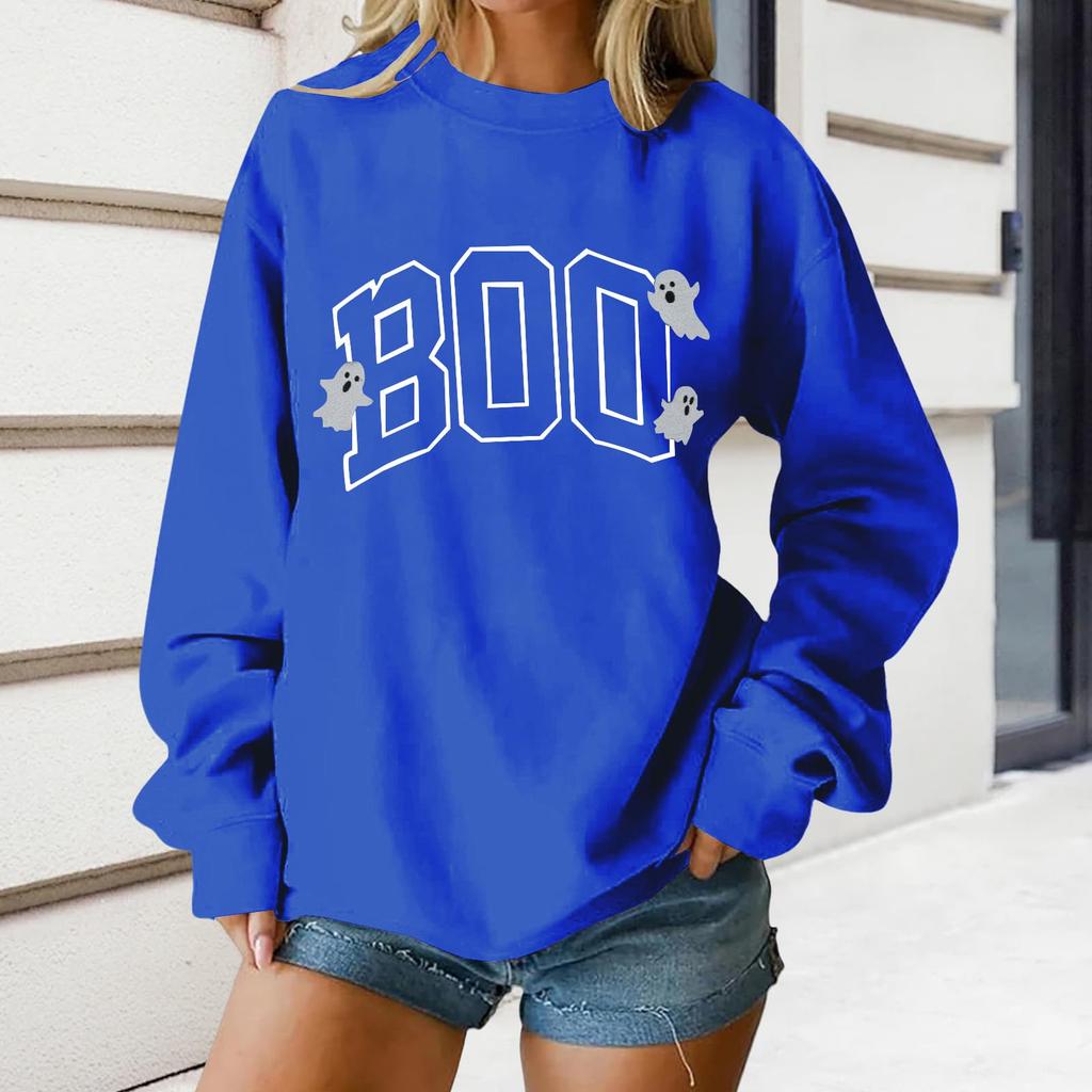 Women's Round Neck Printed Tops Cotton Casual Fashion Long Sleeve Pullover Top Blouse