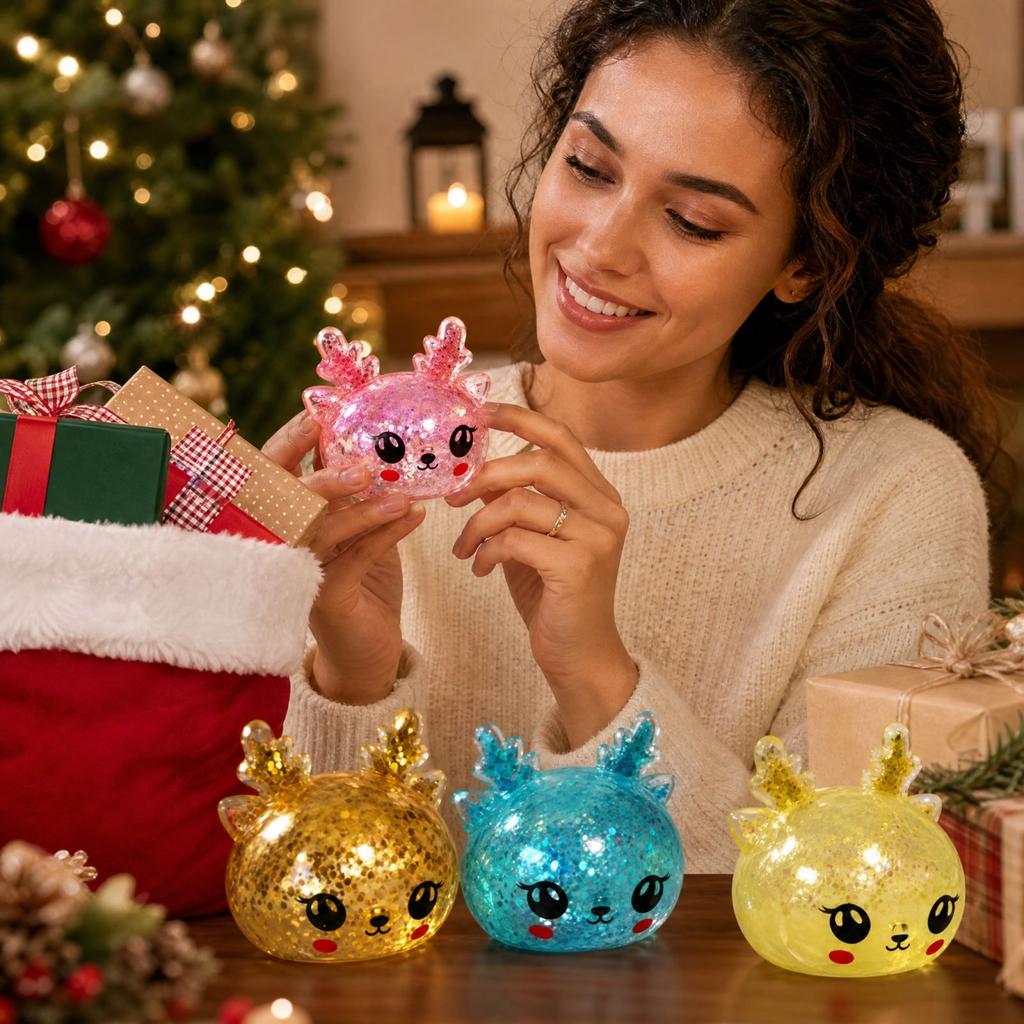 1 Random Christmas Toy with Glitter, Slow Rising Maltose
