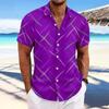 Men Colorful Geometric Print Short Sleeve Button Down Shirt