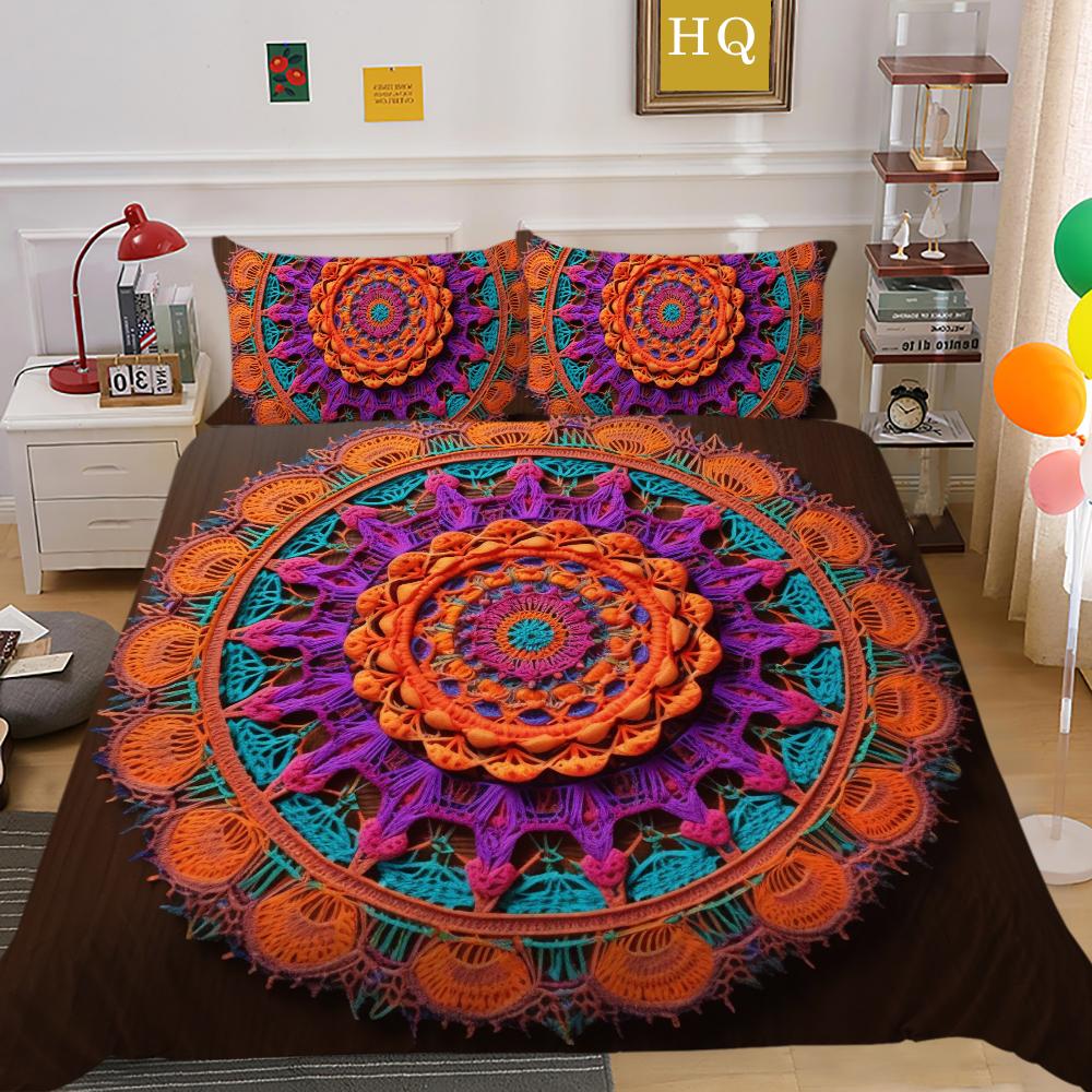 Set de huse de cuvertură cu imprimare 3D Datura Set de pat de dimensiune completă Set de lenjerie de pat din poliester pentru bărbați Textile de casă de lux de lux