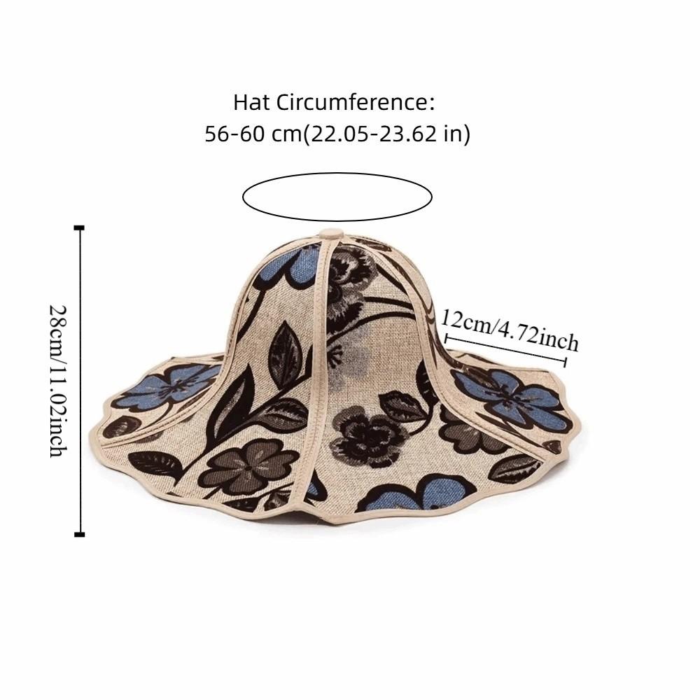 Breathable Foldable Sunshade Hat UV Protection Drawstring Large Brimmed Fisherman Hat Linen Cloth Adjustable Wide Brim Sun Cap