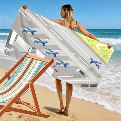 Airports and Airplanes 2D Flat Print Beach Towel, Large Soft Quick Dry Towel for Beach Camping Swimming.MSTJ0918315