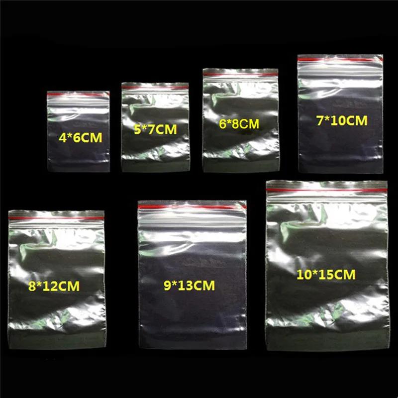 100pcs Transparent Plastic Bags Reusable Selaing Zip Bag PE Thicken Sealed Storage Bag Food Jewelry Packing Organizer Pouch