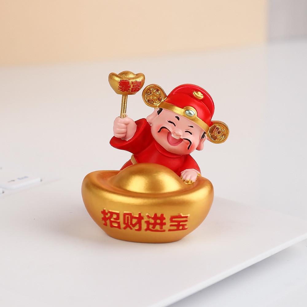 Lucky God Of Wealth Resin Figurine For Home Office Celebration Gift