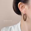 Hot in autumn and winter, leopard print flocking exaggerated wind geometric earrings, needle explosive earrings