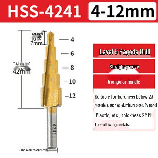 High Hardness Stainless Steel Step Drill Bit for Metal Hole Drilling