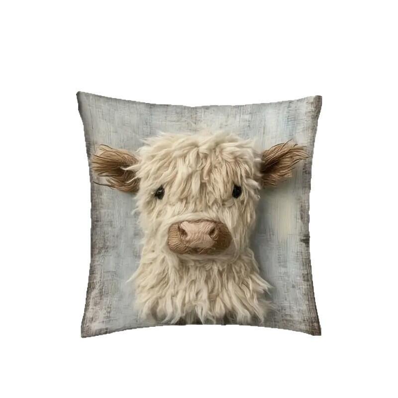 2D Weiß Langhaarige Kuh Überwurf Kissenbezug Ohne Füllung Sofa Schlafzimmer Kopfteil Dekorative Kissenhülle Auto Büro Sitz Kissenbezug