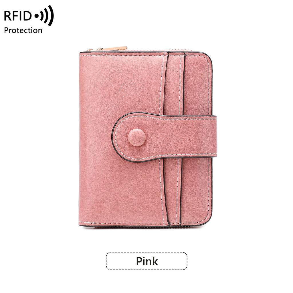 New Anti-magnetic Short Wallet Multi-function Zipper Buckle Wallet Retro Women's Change Bag