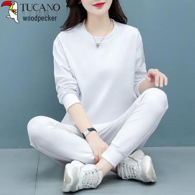 Woodpecker Women's Fall/Winter Cotton Two-Piece Sweatshirt Set