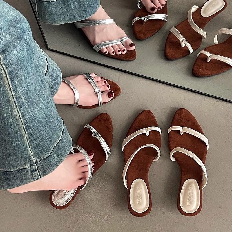 Wedge heel cover toe small cool slippers shoes new summer wear niche thin strap Roman sandals