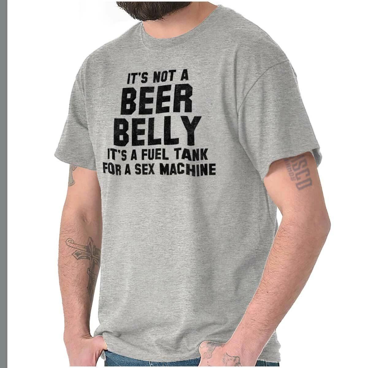 Funny Beer Belly Drinker Lover Drinking Gift Mens Casual Crewneck T Shirts Tees L