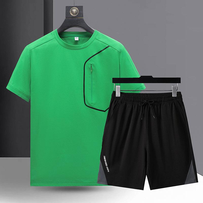 Summer Plus Casual Short Sleeved Shorts Fashion Set for Men, Breathable and Versatile, Loose and Sporty