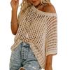 Women's White Off-Shoulder Hollow Out Knit Cover-Up