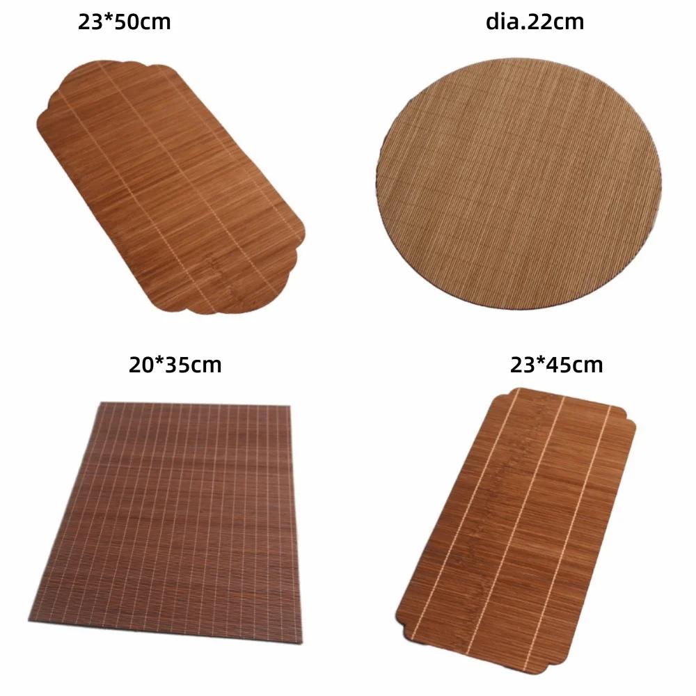Mehrfarbige Bambus-Teematte Hitzebeständig Verbrühschutz Handgewebte Teematte Mehrere Formen Zen-Teematte Teezeremonie Zubehör