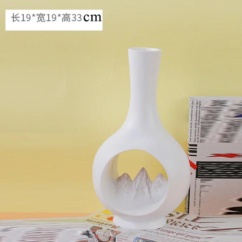 

Chinese Hollowed Out Mountain Peak Vase Decoration, Living Room, Bedroom, Study, Office, Resin Handicraft Decor, 1Pc