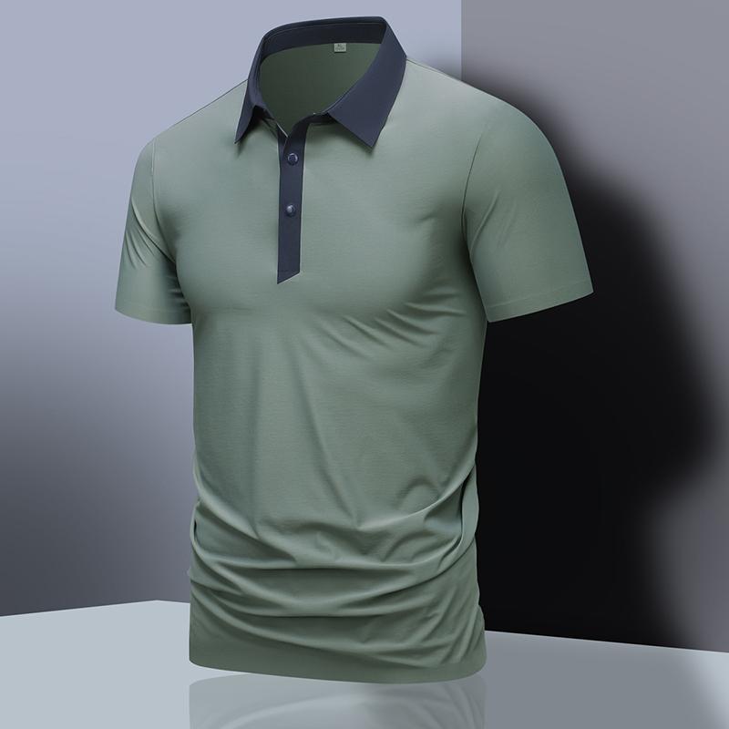 Einfarbiges Kurzarm-Poloshirt für Herren, schlichtes Business-Casual-Shirt mit Reverskragen