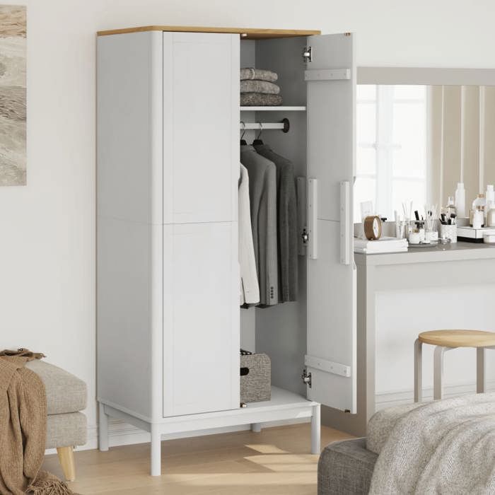 VidaXL Garde-robe FLORO blanc 77x53x171 cm bois massif de pin, armoire de rangement, organisateur de garde-robe, armoire, 374006