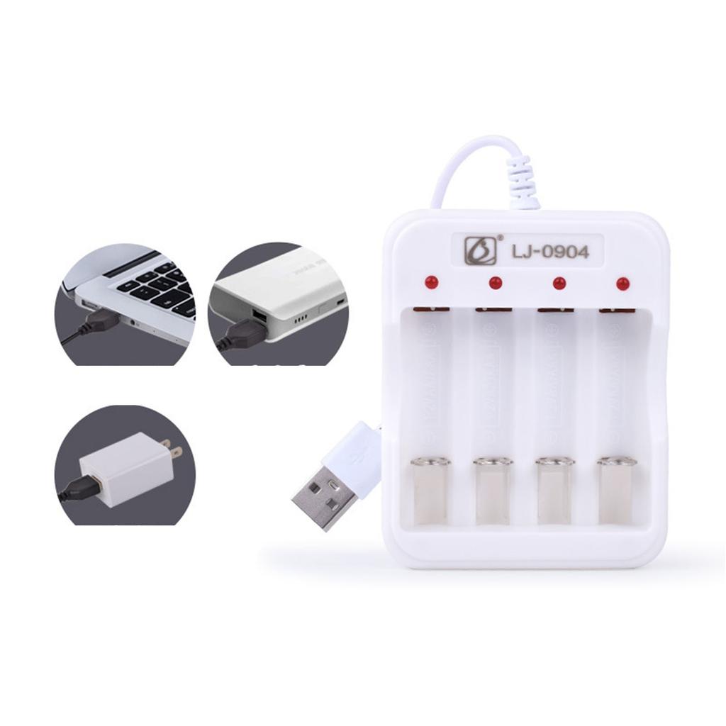 Universal Rechargeable Battery Charger Quick Charging Adapter USB 4 Slots Battery Charging for 1 to 4pcs AA/AAA