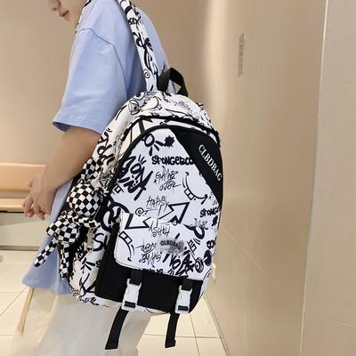 Hong Kong High School Junior High School Student Schoolbag Personalized Graffiti Cool Large Capacity Backpack Couple College Student Backpack