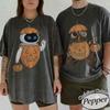 Retro Halloween Couple Shirt Cute Wall-E and Eve Pumpkin Tee, Comfort Colors Pepper Vintage Halloween T-Shirt for Men Women