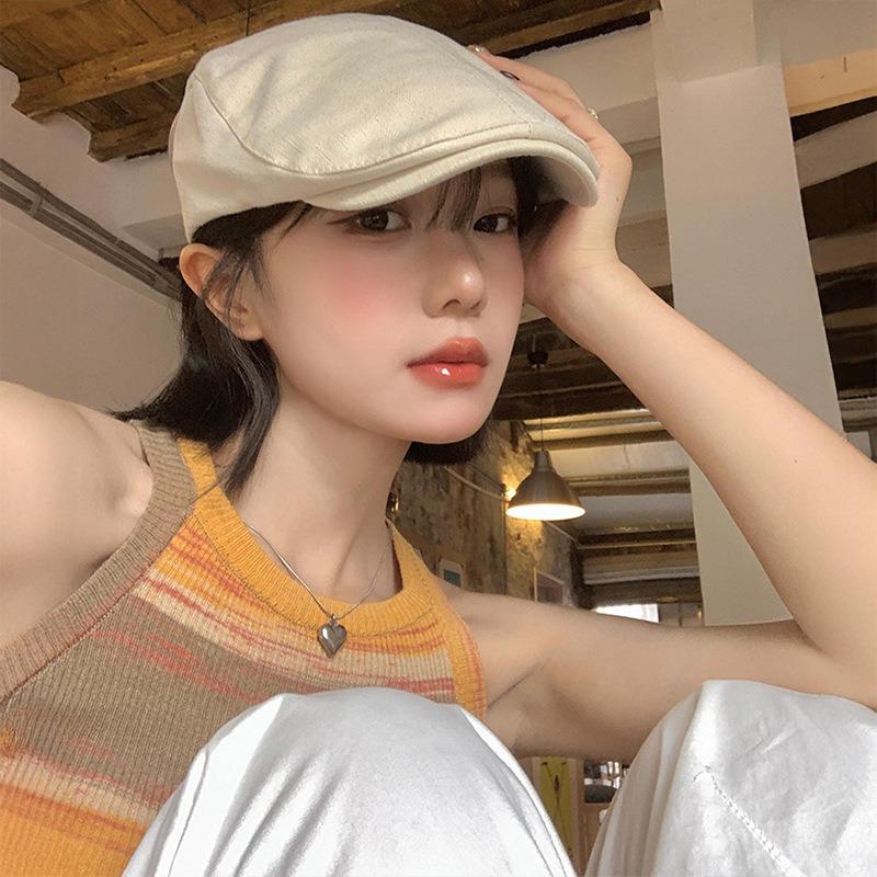 Retro forward hat women's autumn and winter versatile anti-wearing beret fashion big head circumference shows the face small hat tide