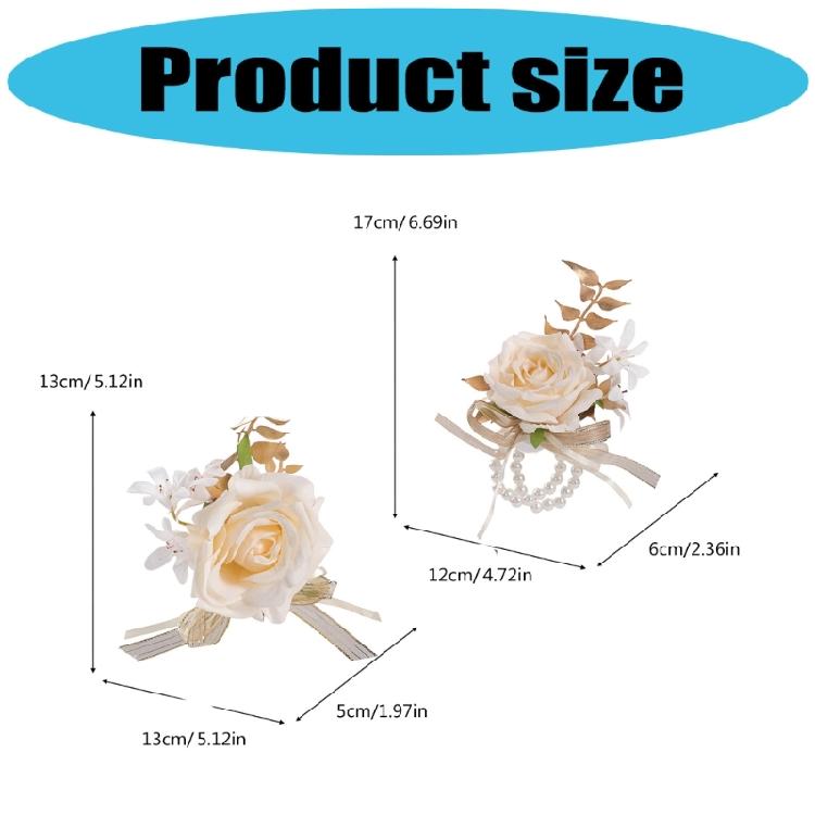 Elegant Bridal Wrist Flower Corsage Brooch With Artificial Golden Leaf Design Formal Occasion Wedding Ceremony Accessory