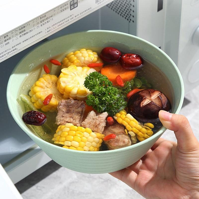 Reusable Wheat Straw Bowls Eco Friendly Lightweight Food Grade Plastic Rice Salad Cereal Soup Bowls Dinnerware