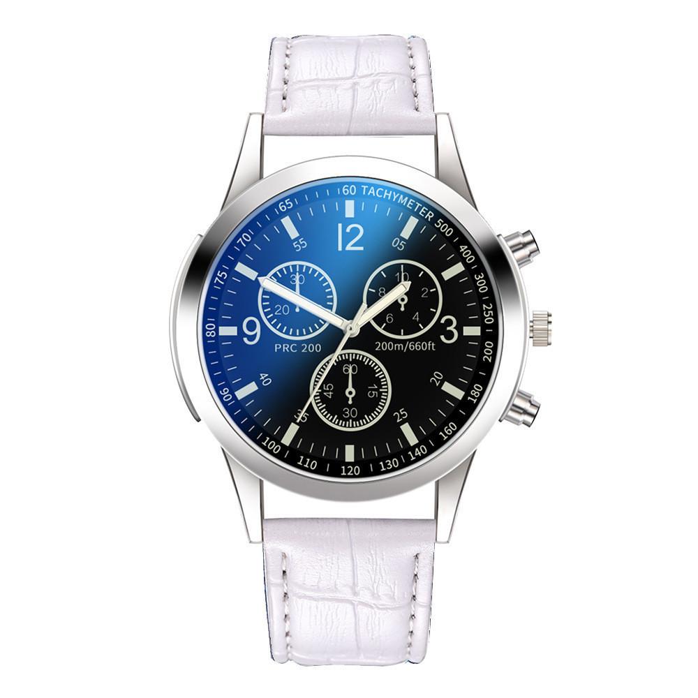 Colorful Blue Light Glass Three-Eye Steel Belt Watch, Men'S Quartz Watch Gift Men'S Watch