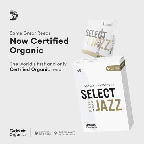 D'Addario WoodWinds Select Jazz Field Reeds for Soprano Saxophone, USDA Organic Certified, ORSF10SSX4H, 4H Hardness, Pack of 10