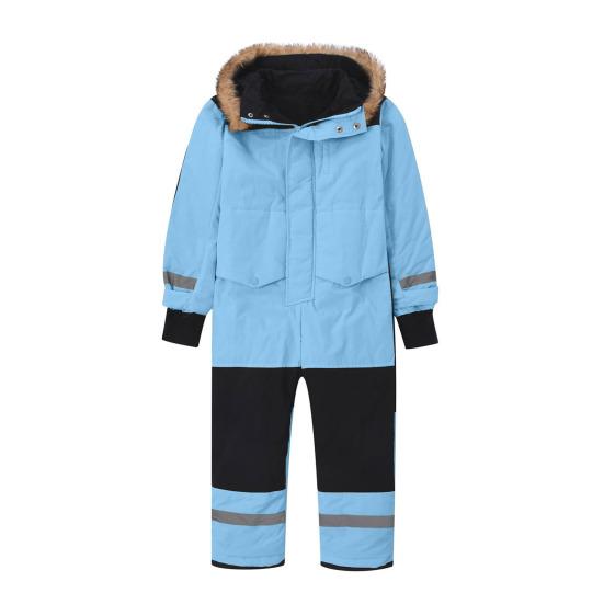 Kids One Piece Ski Suit Waterproof Windproof Snowsuit Tear-Resistant Warm Coral Fleece Lining Winter Outdoor Overalls for Boys Girls Snowboarding