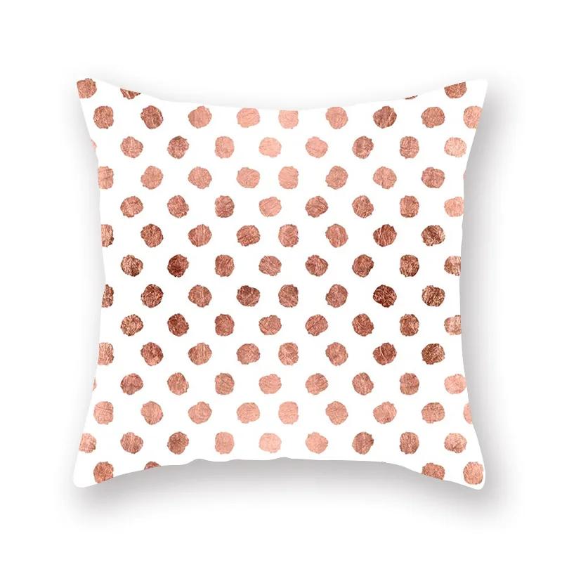 45X45CM Pink Shiny Polka Dot Alphabet Geometric Simple Pillow Cover Bed Sofa Car Office Seat Cushion  Home Decoration