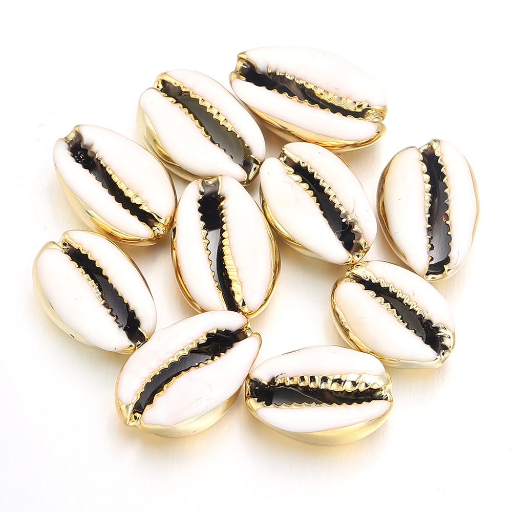 

10pcs/lot Gold Plated Shell Beads Conch Beads Colorful Cowrie Shell Loose Beads For DIY Bracelet Necklace Pendant Jewelry Making білий