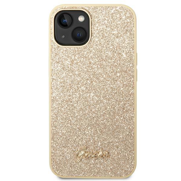 Guess Guhcp14Mhggshd iPhone 14 Plus/ 15 Plus 6.7 Złoty/Gold Twarde Etui Brokatowy Napis