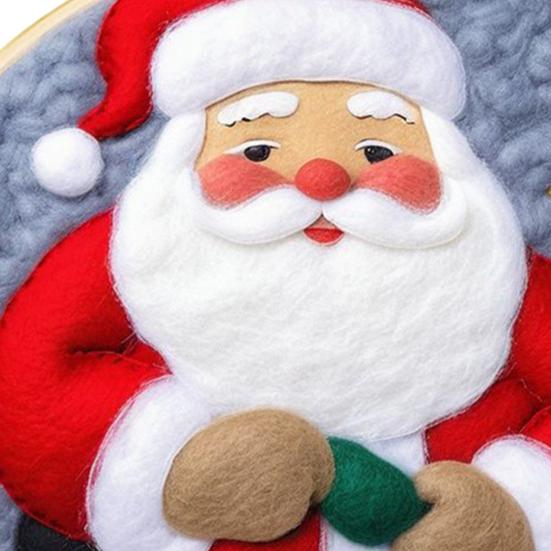 Christmas Needle Felting Kit Holiday Felt Painting Set for Beginners Starter Needle Felting DIY Craft Kit with Pad Needles Wool Decorative Frame