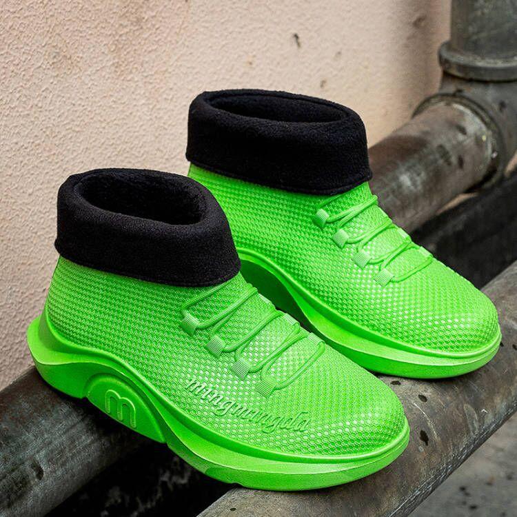 Kurze Röhre Mode wasserdichte Schuhe Damen Gummischuhe Küche Arbeit Regenstiefel Anti-Rutsch-Überschuhe Outwear Schuhe