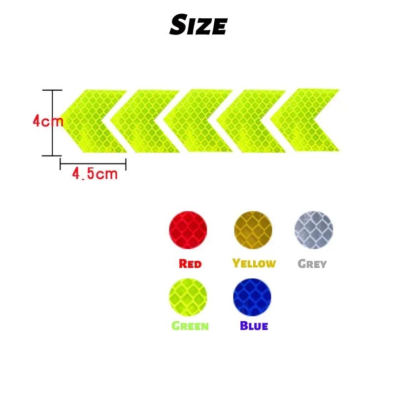 10pcs Car Reflective Arrow Sticker Safety Warning Sticker for Car Bumper Trunk Reflector Hazard Tape Car Styling Luminous Film