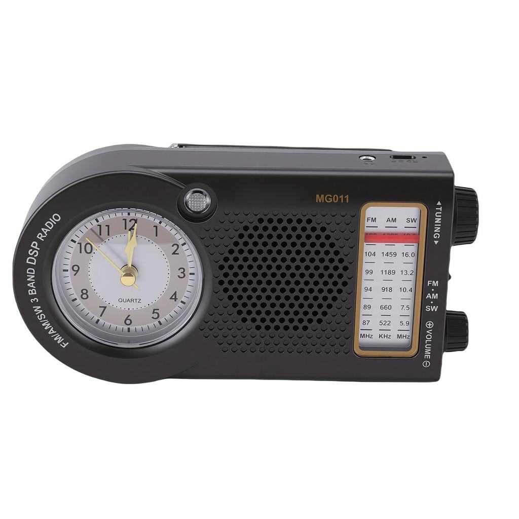 Portable Radio Rechargeable Battery Operated FM AM SW Multi Band Radio with Clock 3W Speaker for Music News Traffic Updates