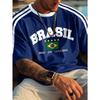 Summer New Five-star Brasil Print T-shirt for Men Short Sleeve O-neck Tees Vintage Casual Sports Mesh Jersey Oversized Tops