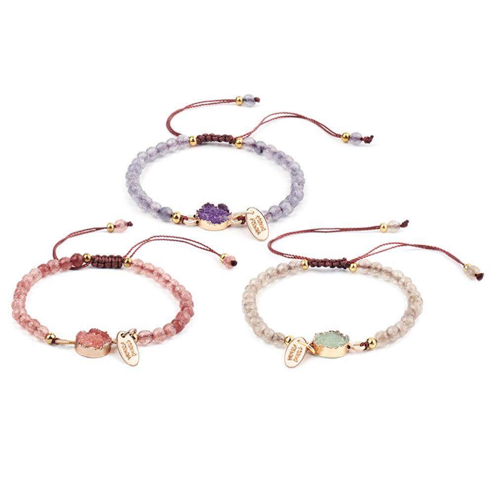 Charm Fashion Weave Rope 4MM Bead With Stone Bangle Natural Stone Handmade Bracelet Jewelry