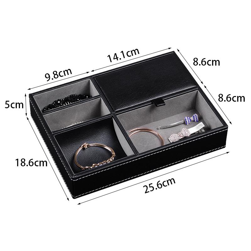 5 Bölmeli Suni Deri Erkek Valet Tepsisi Tepsi Düzenleyici Dayanıklı Komodin Düzenleyici Şifonyer Kutusu Anahtarlar Cüzdan Gözlükler için